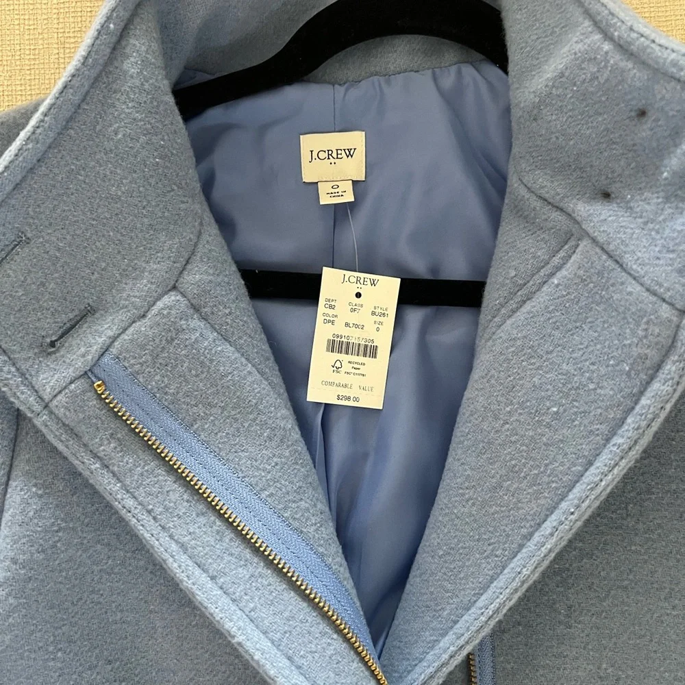 J. Crew Factory Powder Blue Wool Blend Pea Coat - Picture 4 of 4